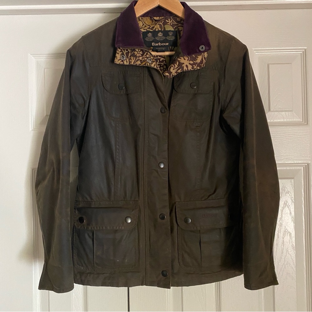 RARE Barbour Scholar Waxed Jacket Olive/Green Women’s size 6
